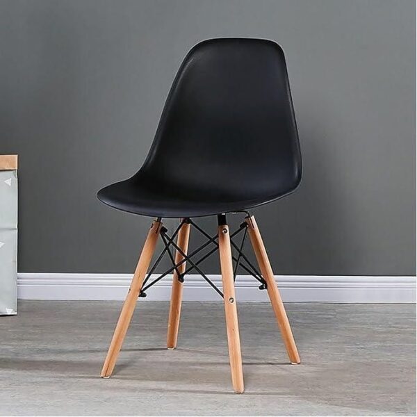 Stylish Heavy Duty Plastic Eames Chair for Home, Office & Dining-Black