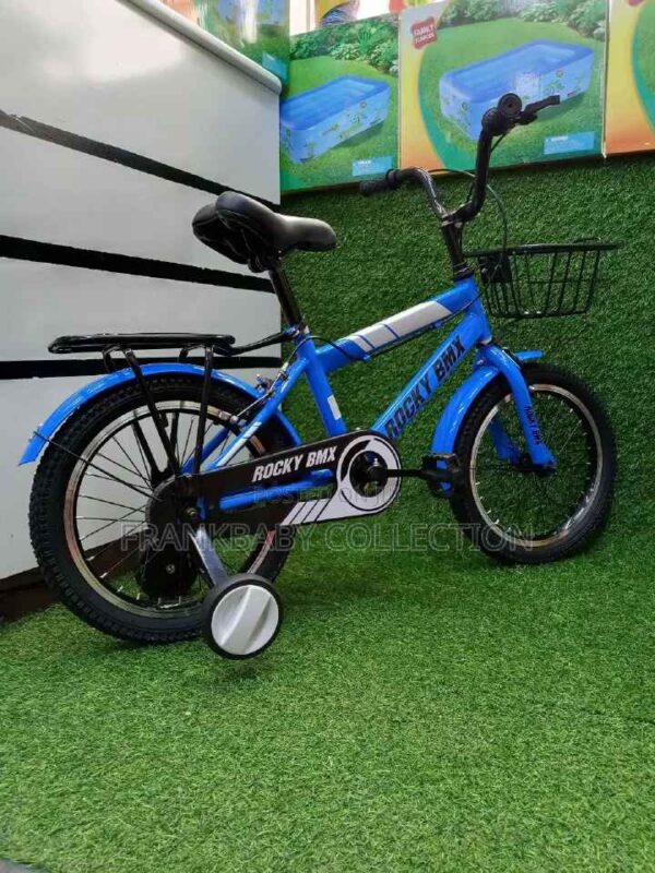 BMX Boys and girls bike BLUE (1)_11zon Rocky BMX 16-Inch Kids Bicycle ,Boys and Girls Bike size 16 Strong Frame Bike with Training Wheels, Front Basket & Rear Carrier for Ages