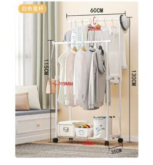 Mobile Clothes & Shoe Storage Rack - Rolling Wardrobe Organizer