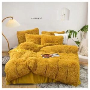 6x7 Luxury Velvet Plush Duvet Bedding Set - Complete Comforter Set with Duvet, Bedsheet, Pillowcases & Throw Pillow Cases