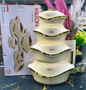 4-Piece Milton Pearl Insulated Hotpot Set - Elegant Food Warmer & Server | Keeps Food Hot for Up to 6 Hours