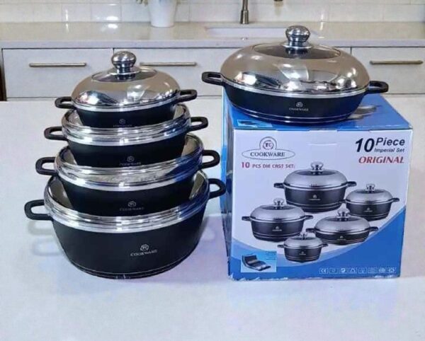 260121144114_a2f0747fee038f35e575cad4fe965415.jpg TC 10-Piece Non-Stick Cookware Set - Affordable Sufuria Cooking Pots | Clearance Offer