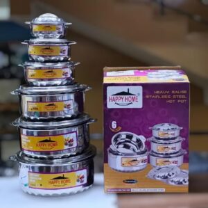 Happy Home 6-Piece Stainless Steel Insulated Hotpot Set - Double-Wall Food Warmer Casserole (500ml-10L) | Keeps Food Hot & Fresh