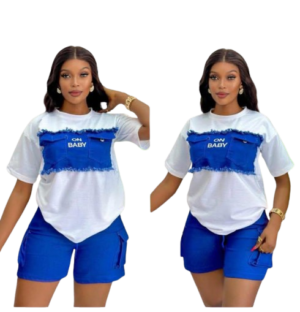 2-Piece Ladies Cargo Shorts & Matching Top Set - Stylish Casual Women's Outfit