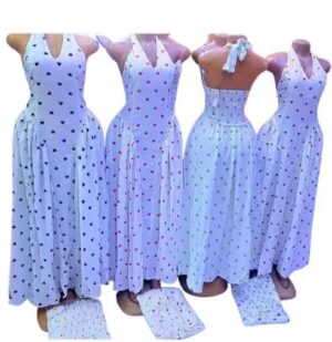 Women's V-Neck Backless Polka Dot Maxi Dress - Elegant Casual Wear
