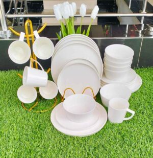 24-Piece Ceramic Dinner Set - Plates, Side Plates, Soup Bowls & Mugs