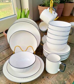 High-Quality Japanese-Inspired Ceramic Dinner Set - Available in 18, 24 & 30 Pieces