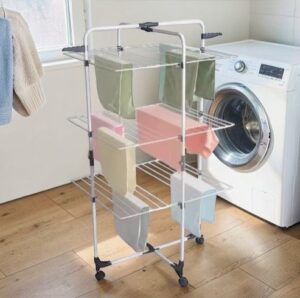 3-Tier Foldable Clothes Drying Rack - Heavy Duty Laundry Stand with Side Wings