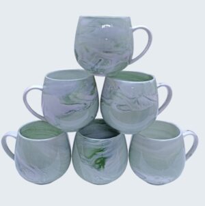 High-Quality Pot-Style Ceramic Mugs Set of 6 (470ml) - Durable Coffee & Tea Cups for Home & Office