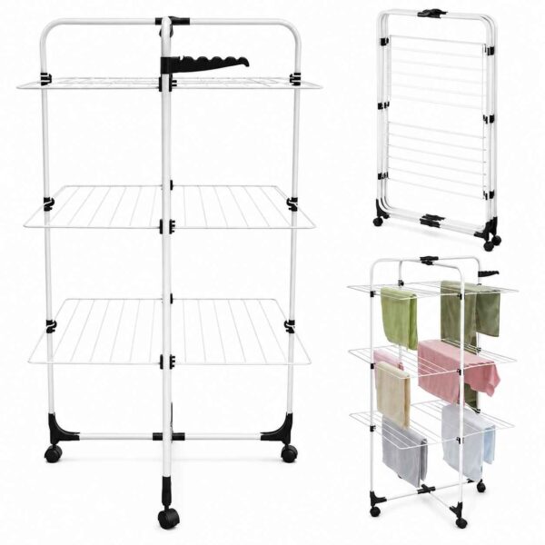 Heavy Duty 3-Tier Foldable Clothes Drying Rack