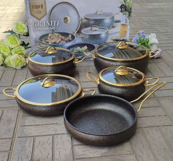 Premium 9 Piece Granite Coating Non-Stick Cookware Set