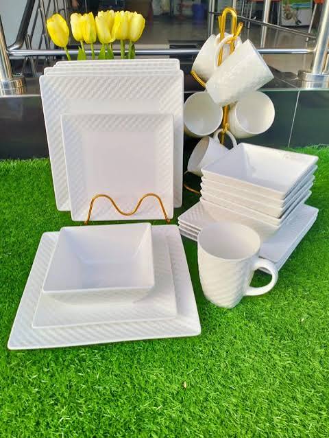 Quality 30-Pieces White Square Dinner Set