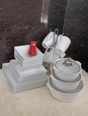 Quality 30-Pieces White Square Dinner Set