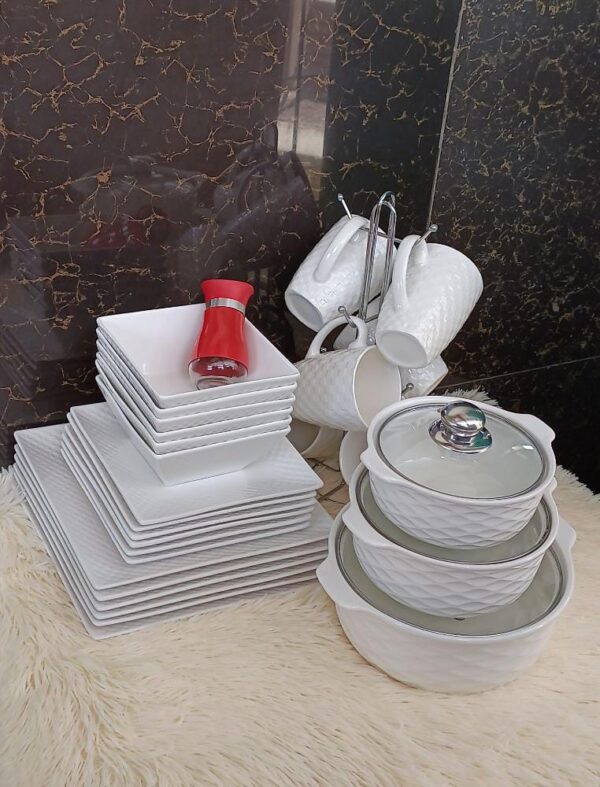 Quality 30-Pieces White Square Dinner Set