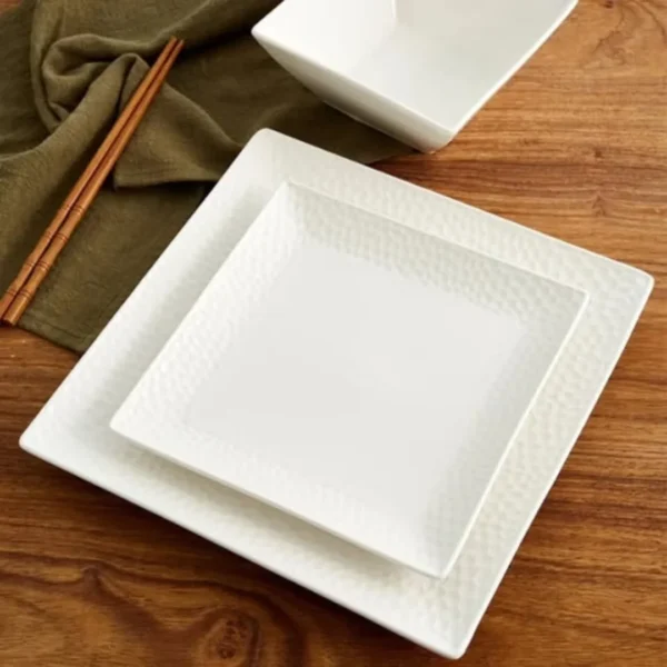 Quality 30-Pieces White Square Dinner Set